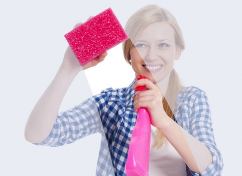 Cleaner reviewing payment and service details