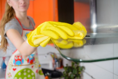 Cleaning team managing waste in line with regulations